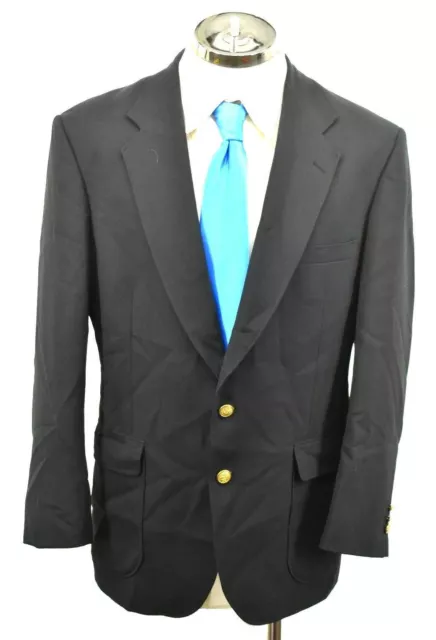 Stafford Mens Black Notch Lapel 2-Button Single Vent Sport Blazer Coat 42R