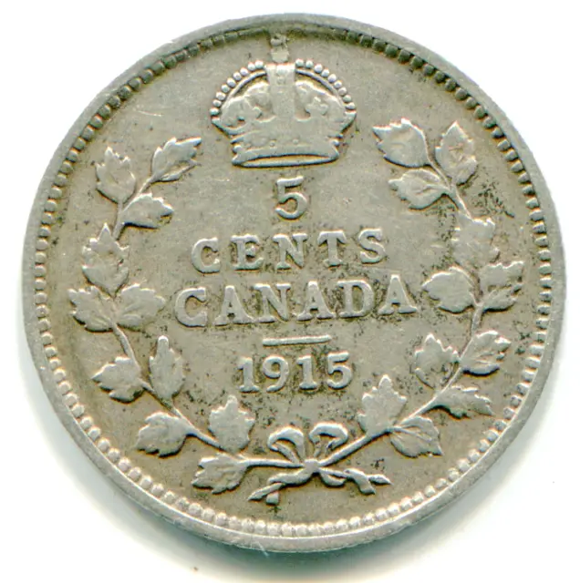 Canada 5 Cents 1915 Key Date nice coin KM-22   lotmar3187