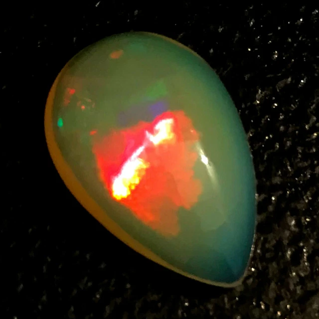 Natural Ethiopian Multi Fire Opal Loose Gemstone Pear Shape Cabochon Fire opal