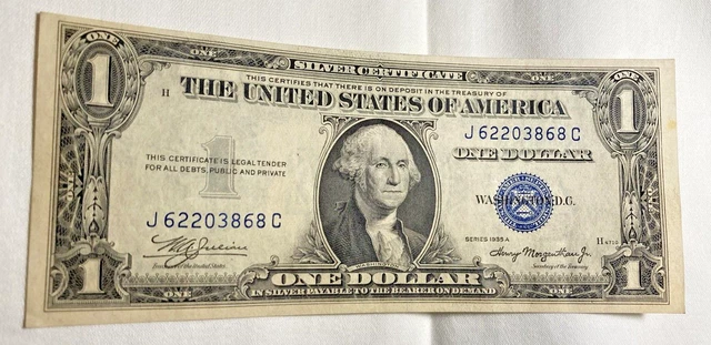 VINTAGE one DOLLAR 1935-A $1 SILVER CERTIFICATE BILL WASHINGTON BLUE SEAL VNC 3