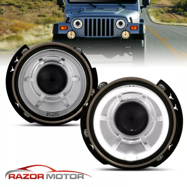 [LED Halo]07-16 For Jeep Wrangler JK Speaker Style LED Halo Projector Headlights