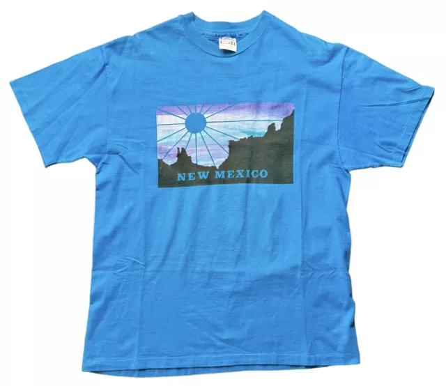 Vintage New Mexico Art T-Shirt Blue Men’s Large 90’s Single Stitch