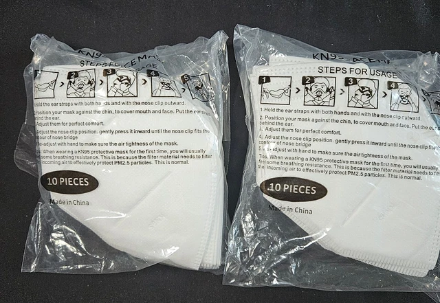 Lot Of 2- 10 pack KN95  NonMedical Breathable Protective Face Mask