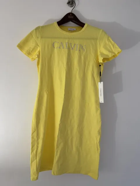 Calvin Klein Women's Long Sleeve Hoodie Dress, Ochre, XL