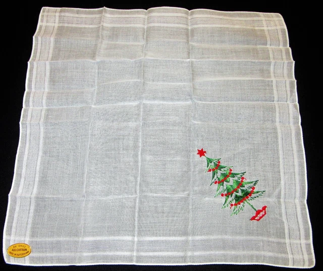 Vintage Hankie Embroidered Christmas Tree & Star