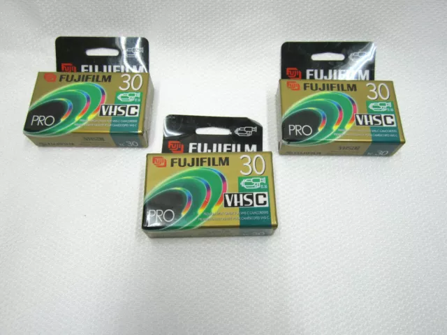 LOT OF 3: New Sealed Fuji FujiFilm VHS-C Pro PHG TC-30 Camcorder Tapes