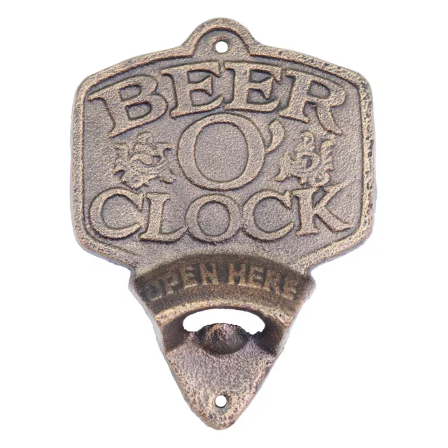 Beer Bottle Opener Wall Mounted Gift For Him Cast Iron Novelty Gift Beer O'Clock