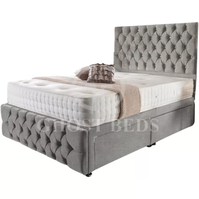 New Luxury Diamante Divan Bed  + 24" Matching Headboard + Memory Sprung Mattress