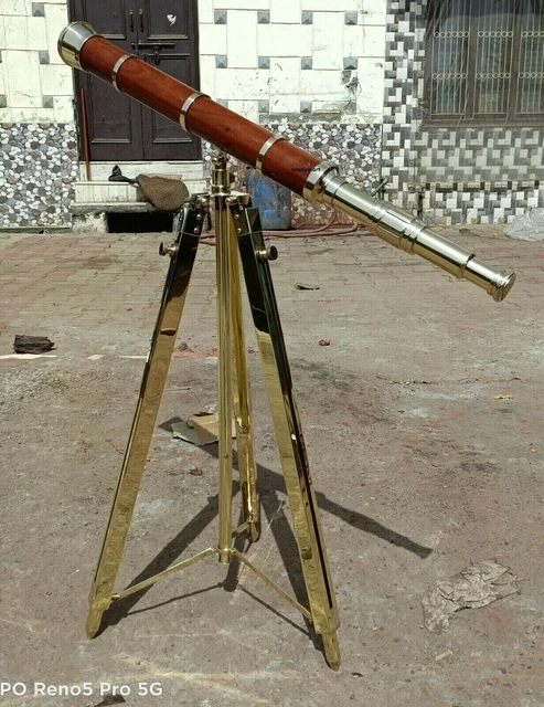 Télescope nautique au sol en laiton 39" télescope en bois avec trépied en...