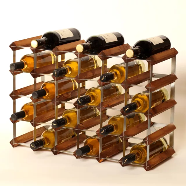 Cranville wine rack storage 30 bottle Oak stain wood /metal assembled