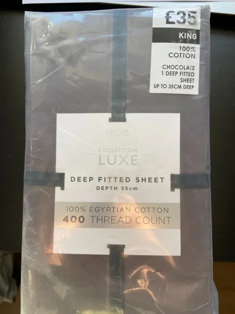 NEXT Chocolate King 100% Egyptian Cotton 400 TC Fitted sheet  35cms deep BNWT