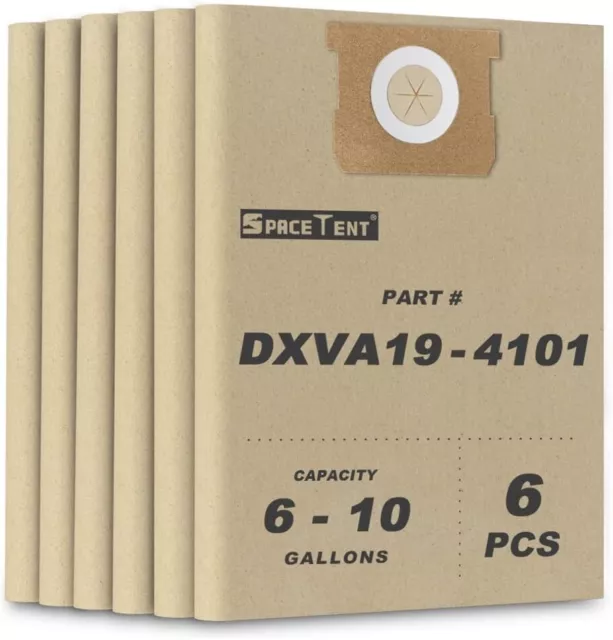 6Pack Filter Bags DEWALT DXVA19-4101 High Efficiency Replacement Bag 6 10 Gallon