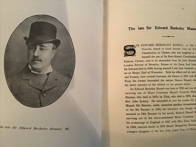 NORFOLK Leaders - c1907 Druck - Sir Edward Berkeley MANSEL Old Catton Hs Norwich