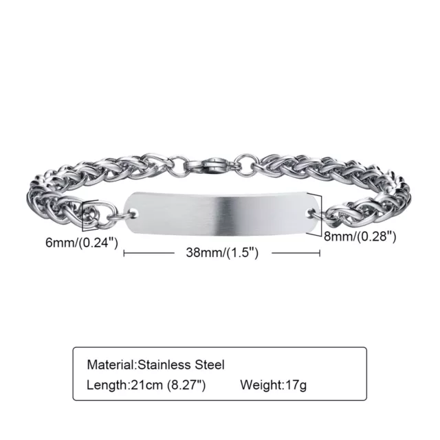 Personalized Stainless Steel Custom Letter Name Date Engraved Bracelet Jewellery