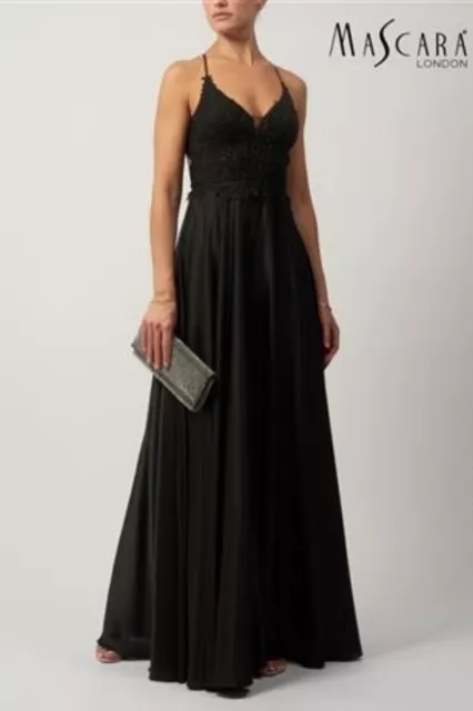 Mascara Mc122027 size 10 forest green Emb open back Satin Evening dress BNWT