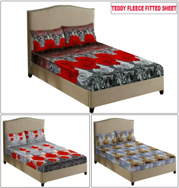MIA Teddy Fleece Spannbettlaken extra tief gemütlich warm Bettlaken Einzel Doppel King