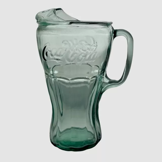 Vintage Coca Cola Glass Pitcher Green Textured Pebble Glass Ice