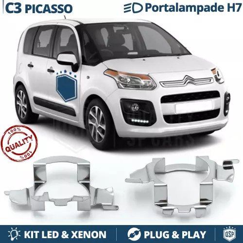 Coppia ADATTATORI KIT LED H7 per Citroen C3 Picasso Supporto Portalampada Fari