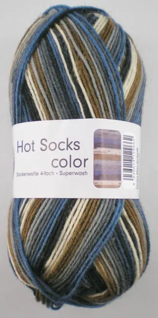 50g Hot Socks Color Strumpfwolle Sockengarn 4-fach stricken häkeln Fb 419