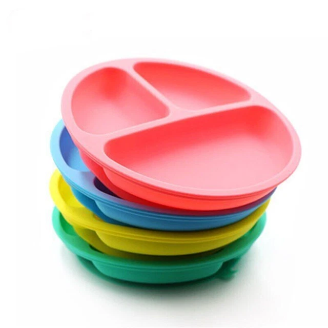 Plato de cena creativo de silicona para niños, cuenco con ventosa para suplement
