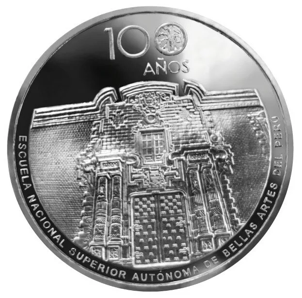 Perú 2018 Moneda Plata Un Sol 100 Años De Escuela Nacional Bellas Artes Unc