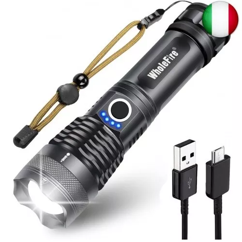 WHOLEFIRE TORCIA LED Ricaricabile USB da 10000 Lumen, Potente Torcia  Luminosa EUR 35,30 - PicClick IT