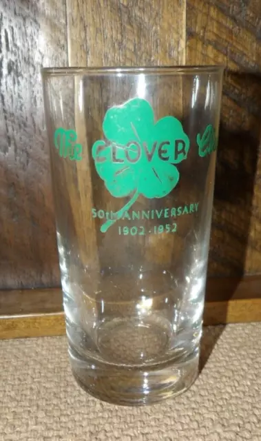 Scarce 1952 Clover Club, Bluefield, WV Drinking Glass