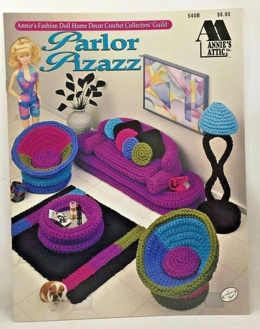 Annies Parlor Pizazz 540B 1994 Moda Muñeca Crochet Muebles Patrón Libro 3215