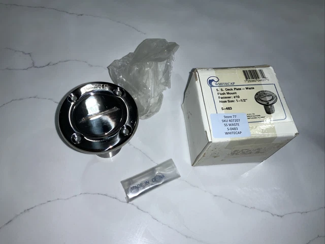 Whitecap Stainless Steel 1-1/2" Hose Deck Fill / Plate - Waste - S-483 w/ Key