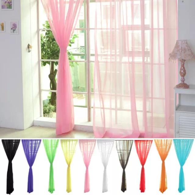 Home Floral Tulle Voile Door Window Curtain Drape Panel Sheer Scarf Valances 3