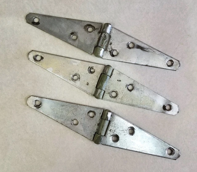 THREE Eagle 4" Strap Hinge Plated Door Fence Barn Gate Chest Hinges Zinc Plated