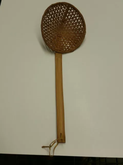 BASKET LADLE HANDLE 19.5" Brown HAND MADE WEAVING BASKETRY HOME ART CRAFT