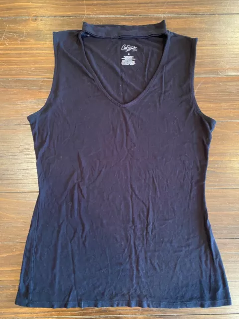 City Streets Black Neckline V-Neck Sleeveless Tank Top-sz Med