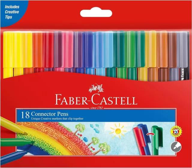 Faber-Castell Connector Pens 18 Pack Child Safe Colouring Pens Markers Drawing