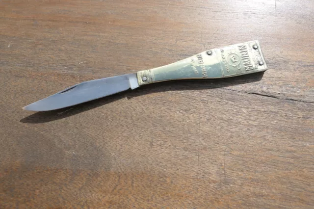 Couteau ancien figuratif rarissime MAURIN-Vin Exquis. Fabricant "à la brosse".