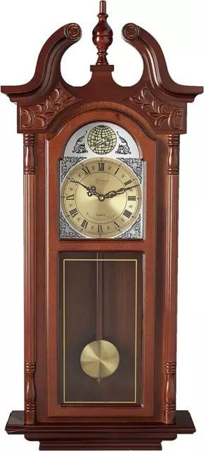 Grand Antique Chiming Wall Clock with Roman Numerals in a in a Cherry Oak Finish 3