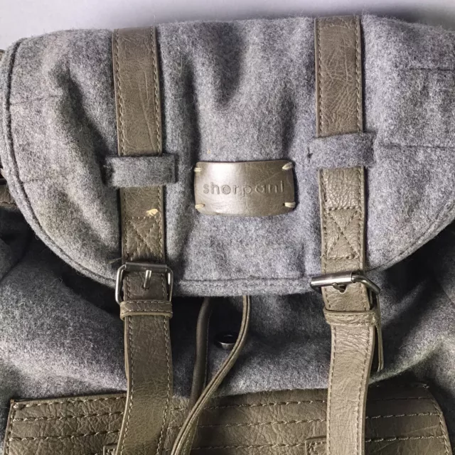 Sherpani Amelia Backpack Foldover Leather & Canvas Messenger Bag Brown & Gray