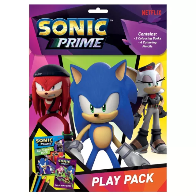 Sonic Prime The Hedgehog Jugar Paquete Libro para Colorear Lápices de Pad Fiesta