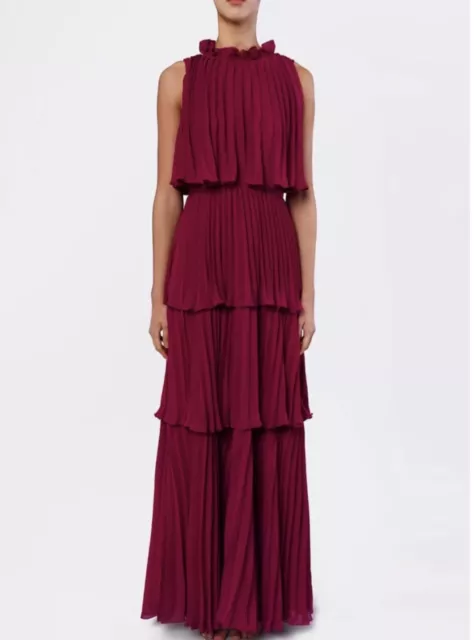 True  Decadence Tara Pleated Maxi Dress In Magenta New Size Small