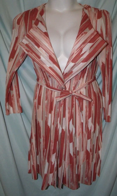 Chico's Travelers Multicolor Geometric Belted Pleat Duster Cover Up Siz 0 XS NWT