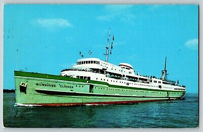 Postcard S.S. Milwaukee Clipper Luxury Liner on the Great Lakes Milwaukee WI
