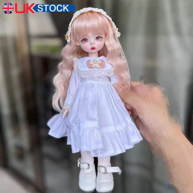 1/6 BJD Doll Pretty Girl Full Set Ball Jointed Eyes Dress Makeup Toys Kids Gift