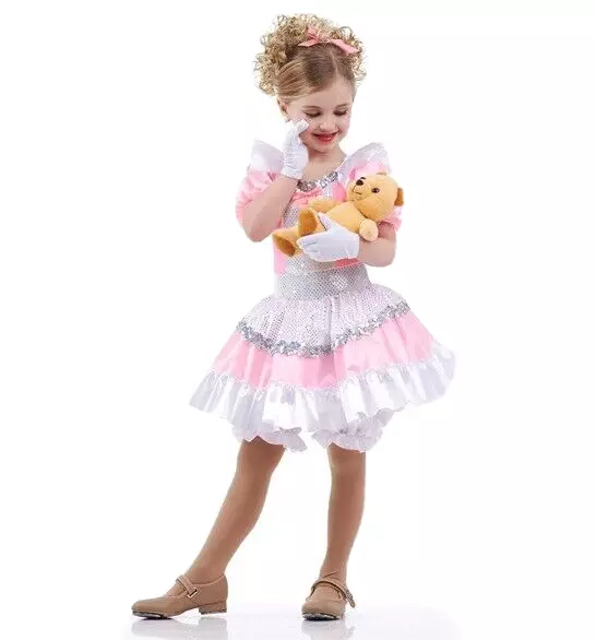 So Sweet PINK Child Small Dance Costume Ballet Tap Dress w/Bloomers & Gloves USA