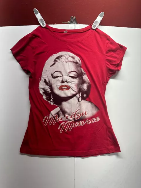 Marylin Monroe Blooming Beauty Crew Neck Short Sleeve Red Women's t shirt Sz S