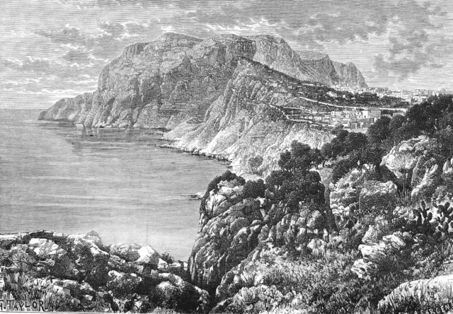 ITALIE - Vue de CAPRI au 19e siècle - Gravure du 19eme siècle