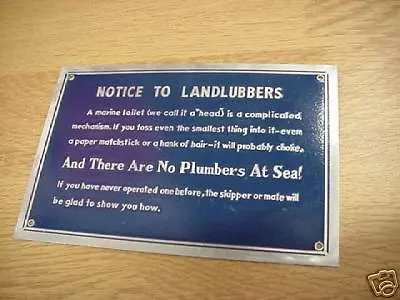 Notice to Landlubbers plaque sign 4" x 6"  NOS *funny*