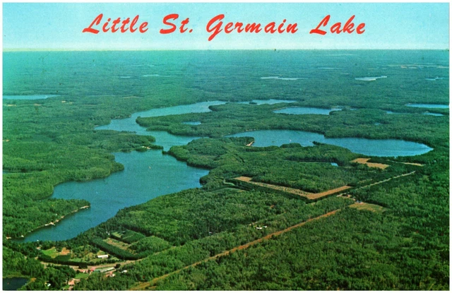 Little St Germain WI Lake Birds Eye View Greetings Scenic Wisconsin Postcard 58