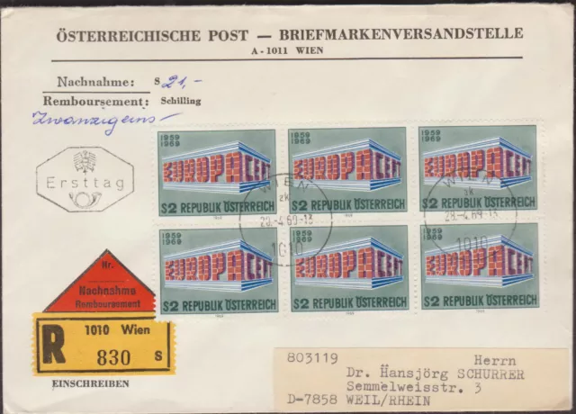 1 schöner Österreichischer Reco- Ersttagsbrief, gelaufen