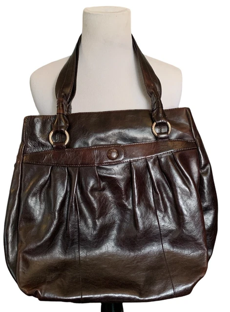 Sigrid Olsen Brown Cognac Genuine Leather Purse Double Handle Shoulder Bag