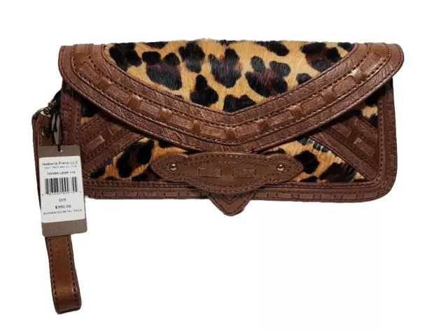 Isabella Fiore Hot Trot Mia Vintage Clutch Wristlet Leopard Calf Hair Nwt$350